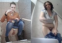 Молодуха и взрослая тетка спалились в туалете