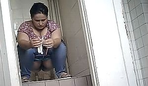 Толстая девка в общественном женском туалете